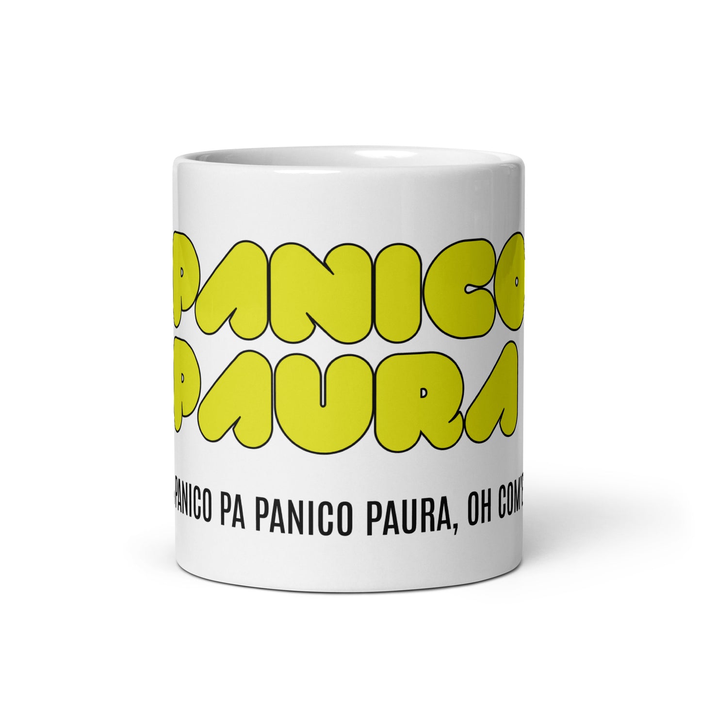 PANICO PAURA Tazza bianca lucida